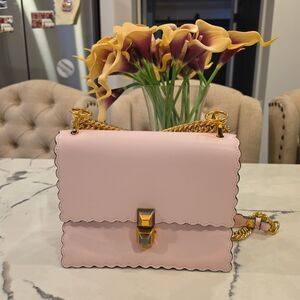 Barely Used FENDI Scalloped Edge Chain Shoulder Bag - Pink